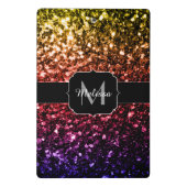 Lila Glitzern mit Regenbogengelb, Monogramm Mini Klemmbrett (Rückseite)