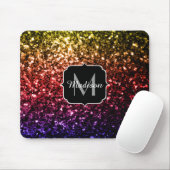 Lila Glitzern mit Regenbogengelb, Monogramm Mousepad (Mit Mouse)