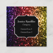 Lila Glitzern mit Regenbogengelb, Monogramm Quadratische Visitenkarte (Vorderseite)
