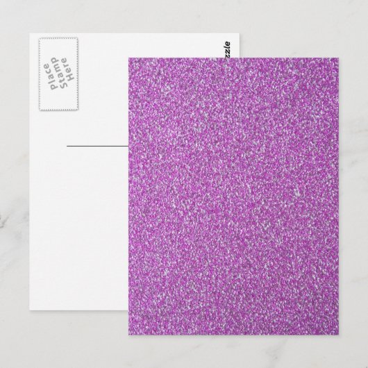 Lila Glitzern Postkarte (Vorne/Hinten)