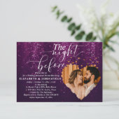 Lila Glitzern Probe Einladung (Stehend Vorderseite)