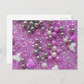 Lila Glitzern und Liebe Herz Postkarte (Vorne/Hinten)
