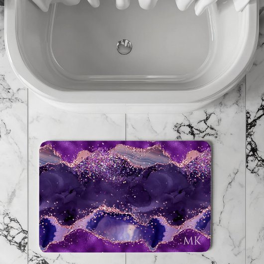 Lila glitzernde Achat-Textur Badematte