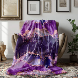 Lila glitzernde Achat-Textur Fleecedecke