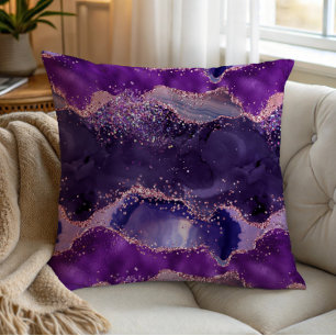 Lila glitzernde Achat-Textur Kissen
