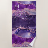 Lila glitzernde Achat-Textur Strandtuch (Vorderseite)