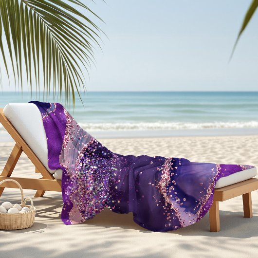 Lila glitzernde Achat-Textur Strandtuch