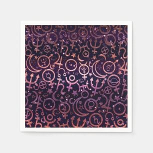 Lila glitzernde planetarische Universums-Raum-Plan Serviette