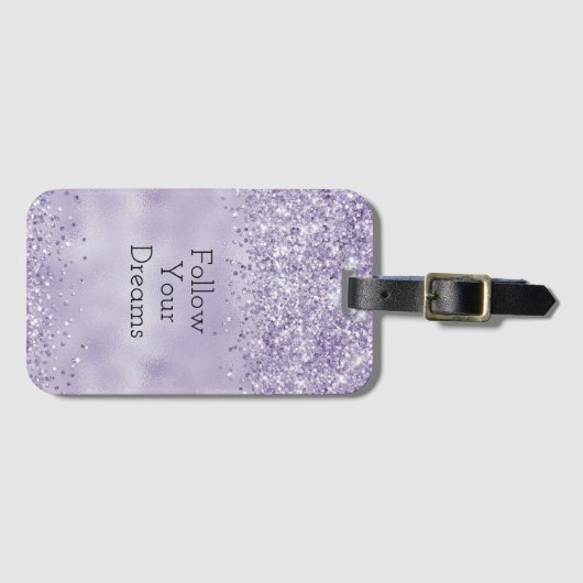 Lila Glitzy Glitzer Gepäckanhänger (Vorderseite (Horizontal))