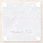 Lila Glitzy Glitzer Glasuntersetzer (Rückseite)