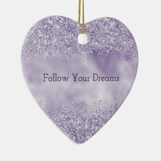 Lila Glitzy Glitzer Keramik Ornament (Rechts)