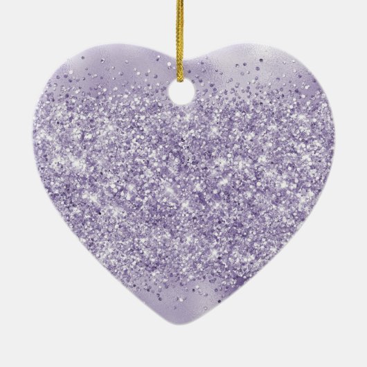 Lila Glitzy Glitzer Keramik Ornament (Hinten)