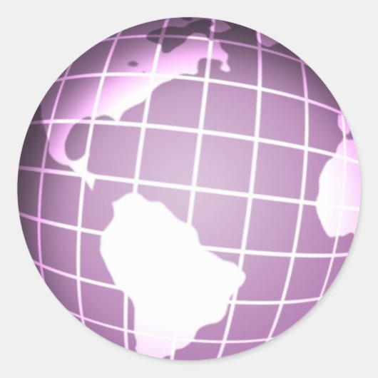 Lila Globe Runder Aufkleber (Vorderseite)