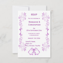 Lila Glocken-Scrollwork-Hochzeit RSVP Karte