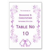 Lila Glocken-Scrollwork-Hochzeit Tischnummer (Rückseite)