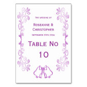 Lila Glocken-Scrollwork-Hochzeit Tischnummer (Vorderseite)