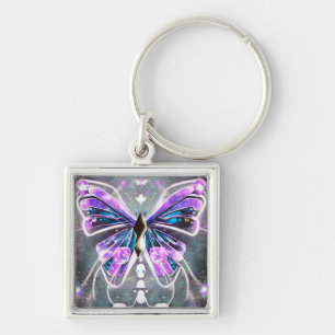 Lila Glow Butterfly Schlüsselanhänger