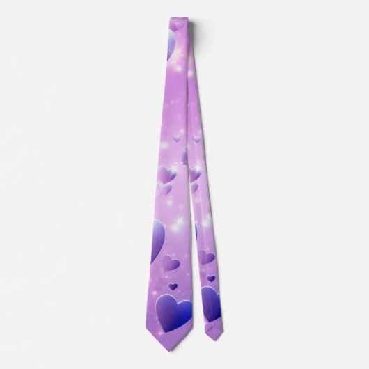 Lila Glow Heart Neck Tie Krawatte (Vorderseite)
