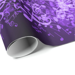 Lila Glow Musiknoten Muster Geschenkpapier