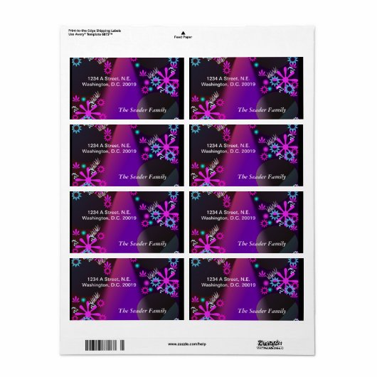 Lila Glow Personalisierte Rücksendeadresse (Vorne)