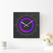 LILA GLOW RING | schwarzer Kreis Quadratische Wanduhr (Zuhause)