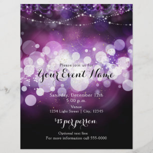 Lila Glow Sparkle Lights Glam Party Event Flyer