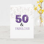 Lila Glück 50. Geburtstag Karte (Gelbe Blume)