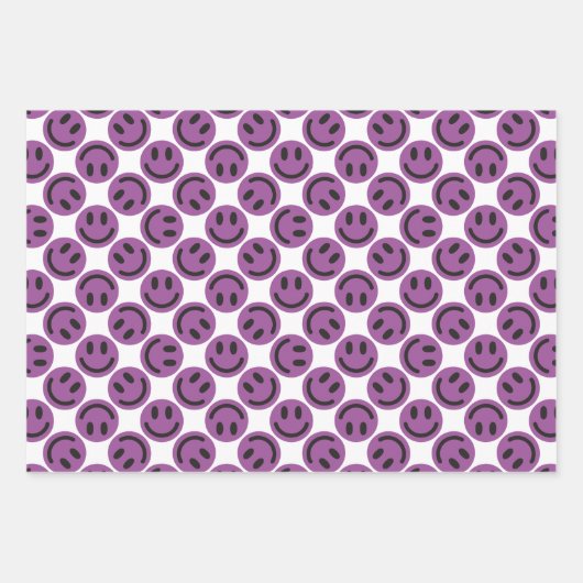 Lila, glückliche Streifen und Polka Dot Geschenkpapier Set (Vorderseite)