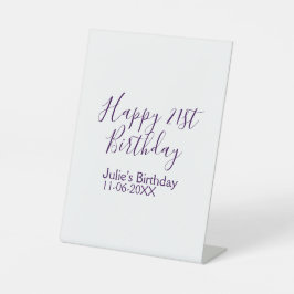 Lila glücklicher 21. Geburtstagsname Schlüsselanhä Sockelschild