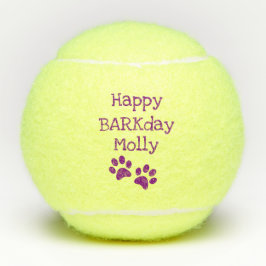 Lila glückliches Barkday Tennisbälle