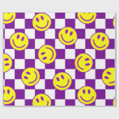 lila glückliches Gesicht check groovy Geschenkpapier (Flach)