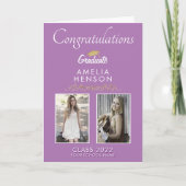 Lila Glückwunsch Graduate 2 Foto Abschluss Karte (Vorderseite)