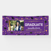 Lila Glückwunsch Graduate Custom Foto Abschluss Banner (Horizontal)