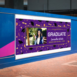 Lila Glückwunsch Graduate Custom Foto Abschluss Banner