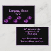 Lila glühende Haustiertatzen-Geschäftskarte Visitenkarte (Vorne/Hinten)