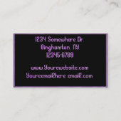 Lila glühende Haustiertatzen-Geschäftskarte Visitenkarte (Rückseite)