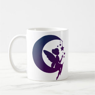 Lila, glühender Halbmond und Sterne Fairy Kaffeetasse
