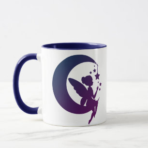 Lila, glühender Halbmond und Sterne Fairy Tasse