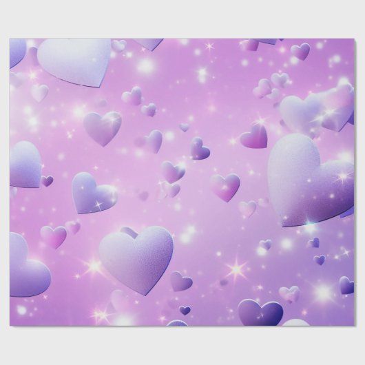 Lila-glühendes Herz-Geschenkpapier Geschenkpapier (Flach)