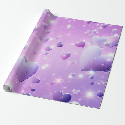 Lila-glühendes Herz-Geschenkpapier Geschenkpapier (Ungerollt)