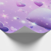 Lila-glühendes Herz-Geschenkpapier Geschenkpapier (Ecke)