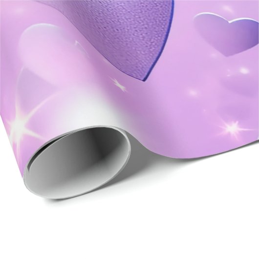 Lila-glühendes Herz-Geschenkpapier Geschenkpapier (Rolleneckpunkt)