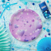 Lila Glühherz Pappteller (Party)