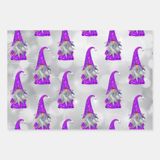 Lila Gnome Geschenkpapier Set (Vorderseite)