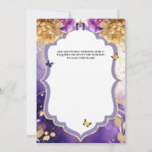 Lila Gold 15. Quinceañera Schmetterling Party Einladung (Rückseite)