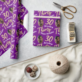 Lila Gold 30. Foto Geschenkpapier