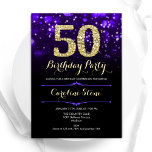 Lila Gold 50. Geburtstag Einladung<br><div class="desc">50. Geburtstagsfeier Einladung. Elegantes lila Design mit Imitate Glitzer Gold. Mit stilvollen Diamanten,  Bokeh-Leuchten und Skript-Schriftart. Männer oder Frauen laden ein. Ideal für eine stilvolle Geburtstagsparty. Personalisieren Sie Ihre persönlichen Daten. Nachricht,  wenn Sie weitere Anpassungen benötigen. Gedruckte Zazzle Einladungen oder Sofortdownload digitalen druckbaren Vorlage.</div>