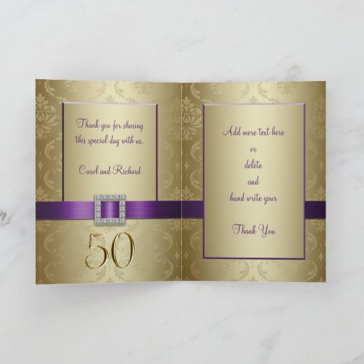 Lila Gold 50. Hochzeitstag Danke (Innenseite)