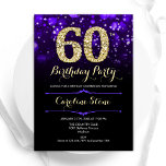 Lila Gold 60. Geburtstag Einladung<br><div class="desc">60. Geburtstagsfeier Einladung. Elegantes lila Design mit Imitate Glitzer Gold. Mit stilvollen Diamanten,  Bokeh-Leuchten und Skript-Schriftart. Männer oder Frauen laden ein. Ideal für eine stilvolle Geburtstagsparty. Personalisieren Sie Ihre persönlichen Daten. Nachricht,  wenn Sie weitere Anpassungen benötigen. Gedruckte Zazzle Einladungen oder Sofortdownload digitalen druckbaren Vorlage.</div>