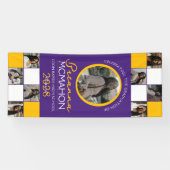 Lila & Gold 9 Foto Collage Abschluss Vinyl Banner (Horizontal)